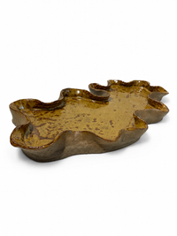 Wavy Ceramic Tray — Amber Speckled Glaze