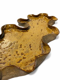 Wavy Ceramic Tray — Amber Speckled Glaze